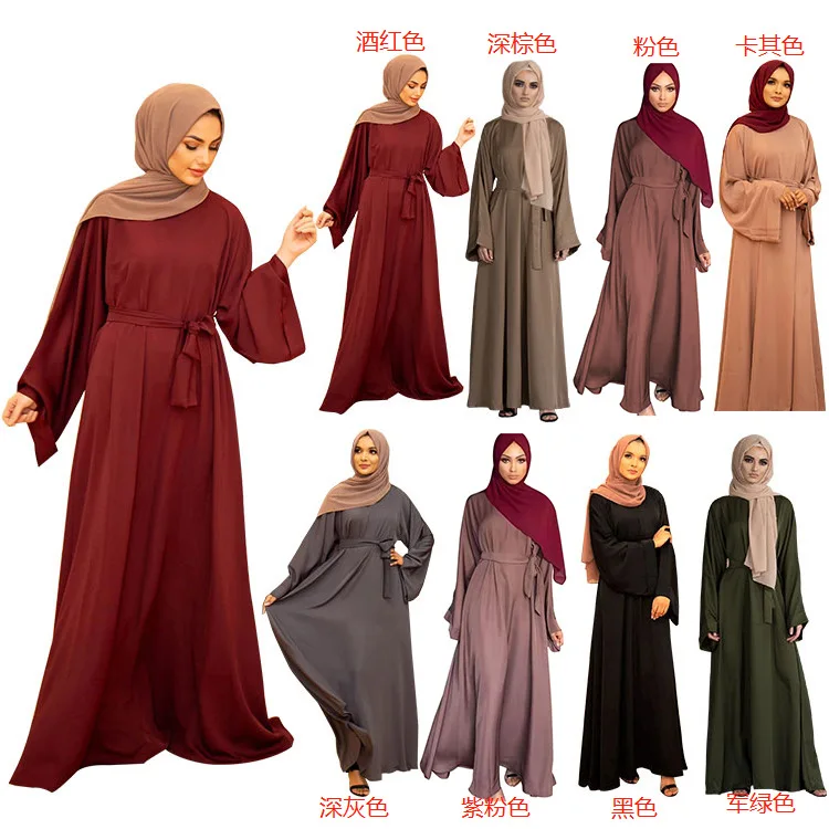 Мусульманское платье, новое платье ближневосточного малая, однотонное простое платье с юбкой, мусульманское платье для женщин
