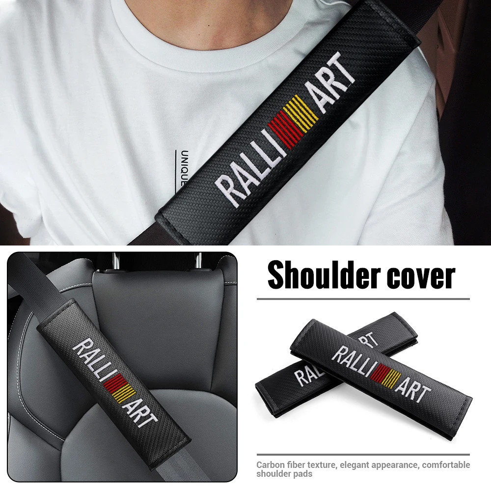

2Pcs Car Seatbelt Shoulder Pad Cover Carbon Fiber Strap Protector Cushion For Mitsubishi Ralliart Lancer 10 Asx Outlander Pajero