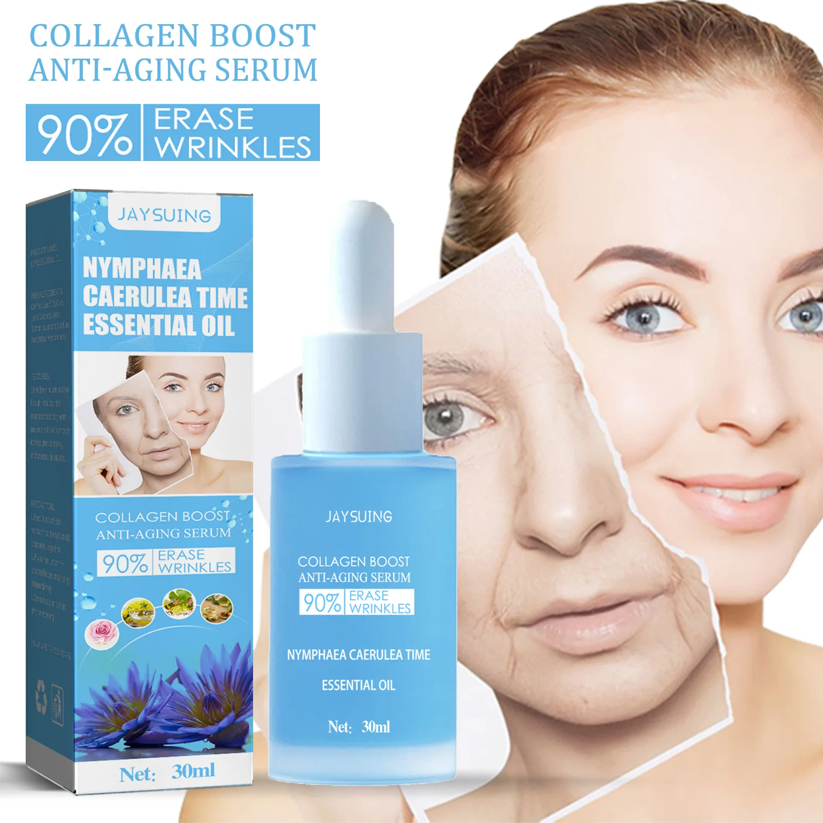 

30ML Nymphaea Caerulea Firming Serum Lifting Facial Collagen Essence Anti Remove Wrinkle Anti Aging Fade Fine Lines Skin Care