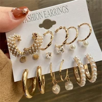 bohemian geometric gold color dangle earring for women 2022 pearl heart earrings set metal butterfly fashion jewelry party gift