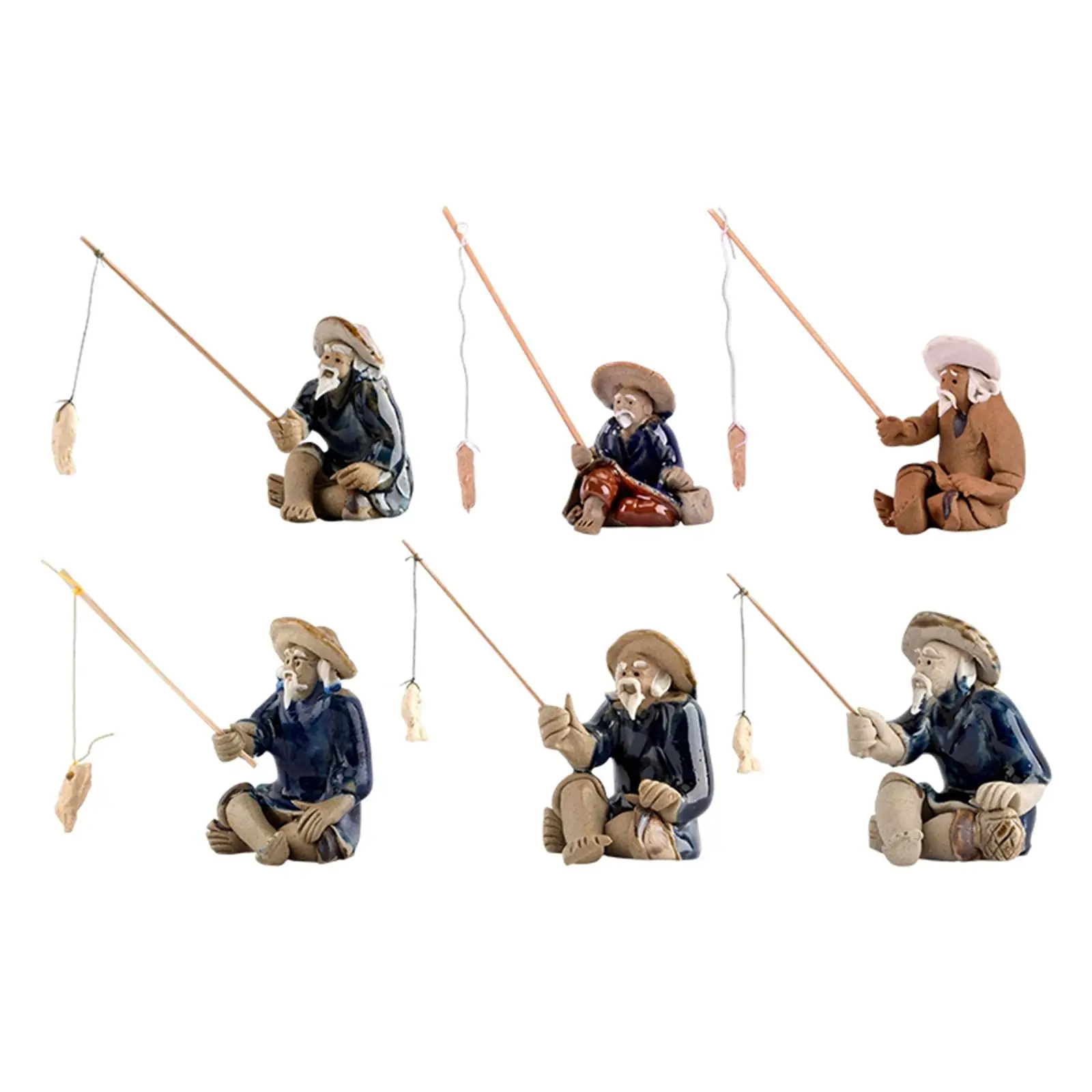 

Миниатюрная фигурка рыбака, аксессуары в китайском стиле, керамическая фигурка, статуя для украшения микроландшафта, бонсай