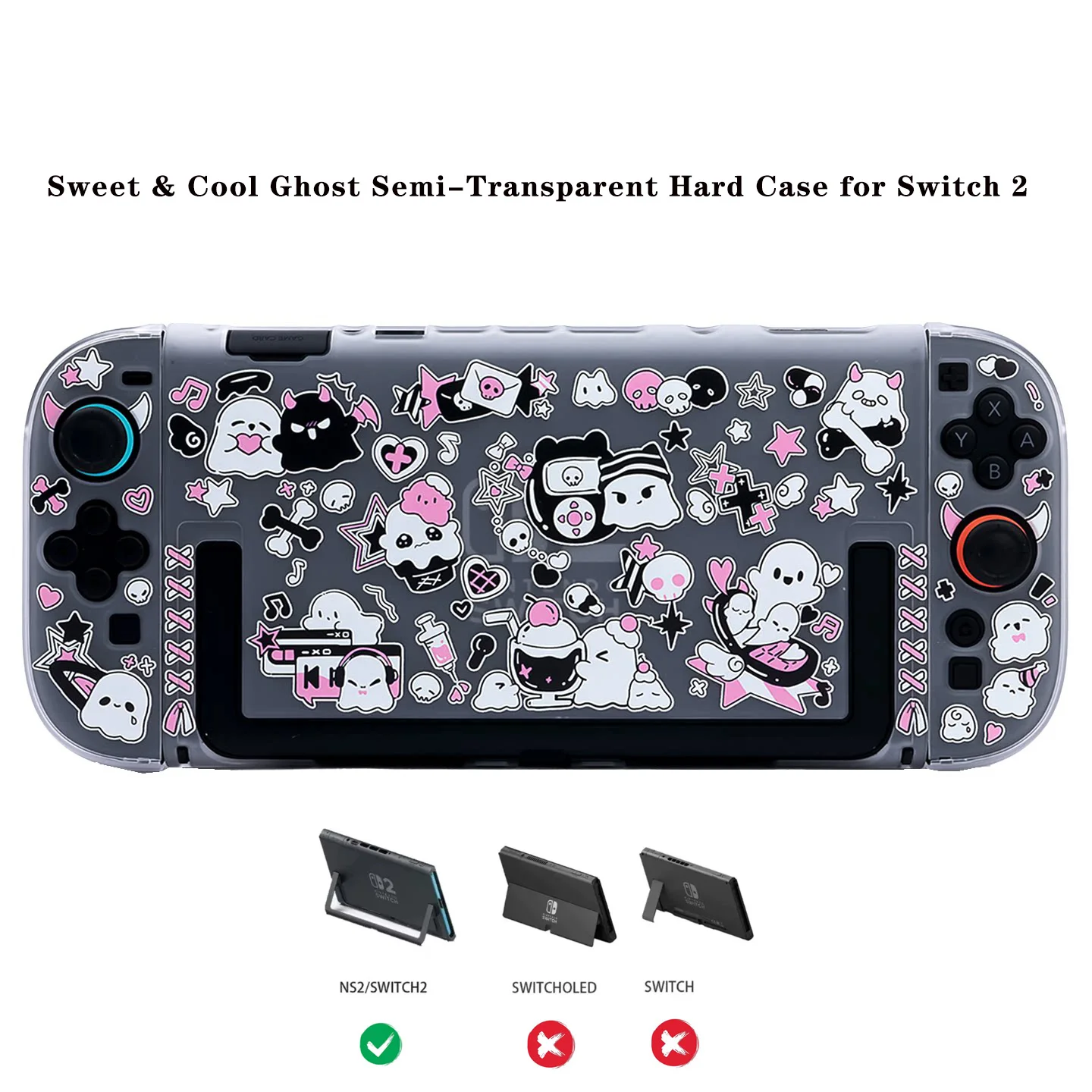 Оригинальный полупрозрачный жесткий чехол Sweet & Cool Ghost для Nintendo Switch 2 – съемный защитный корпус для новой консоли NS2 (art.: 3920db73ec70f) - 3920db73ec70f