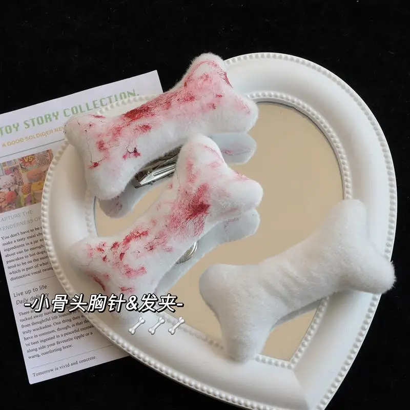 

1 Pair Ins Style Creative Cute Bone Shape Brooch Hairpin Women Y2K Personalized Fashion Hairpin Multifunctional Decoration