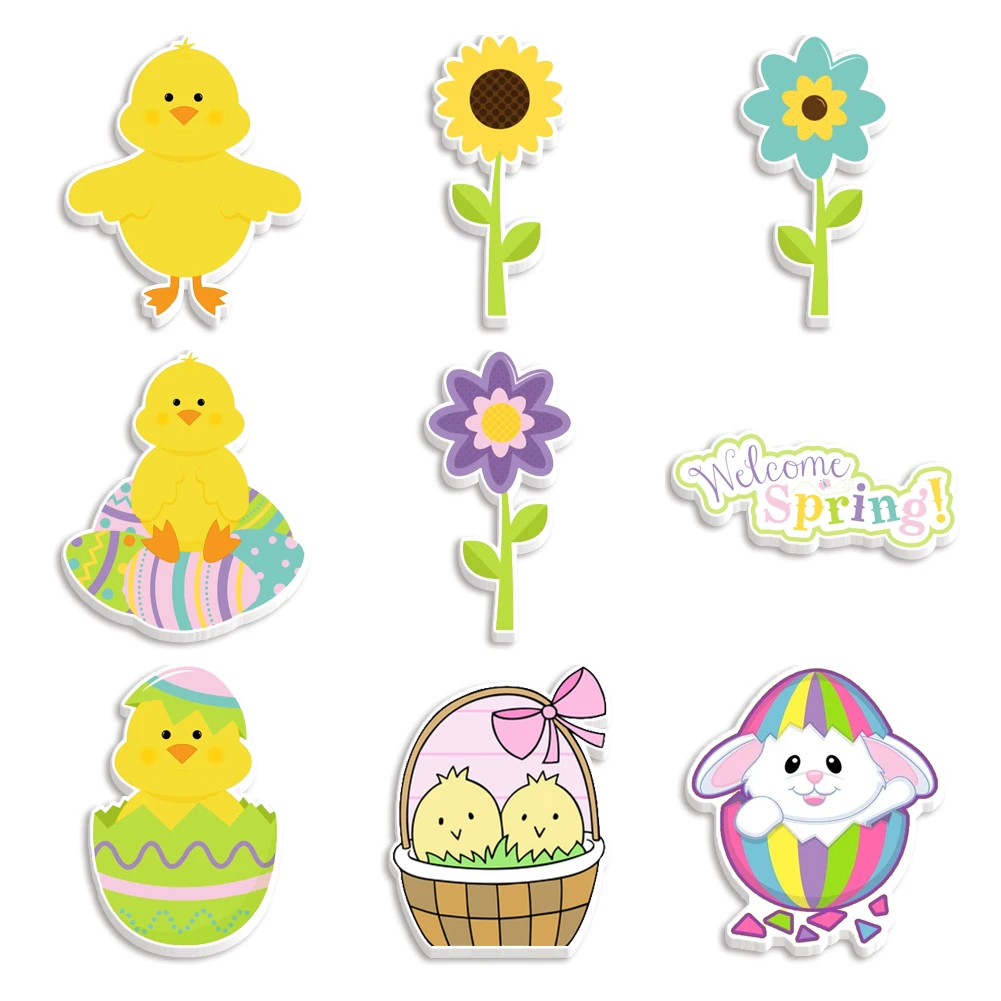 

10Pcs/lots Easter Cute Cartoon Flat Resin Set Flat Back Home Decorations DIY Art Crafts Stickers Accessories