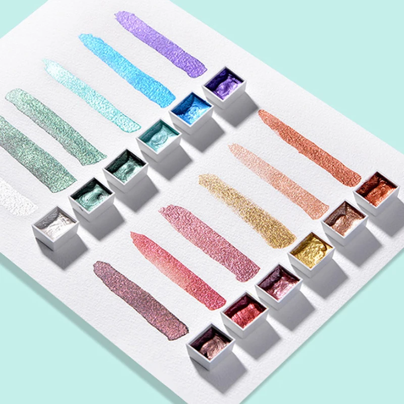 

12Color Metallic Watercolor Paint Set Gold Paint Watercolors Water Brush for Painting Water Color Pigment Art Supplies