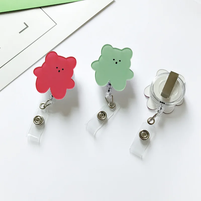 

1pcs Cartoon Bears Acrylic Retractable Badge Reel Nurse Doctor Student Exhibition ID Card Clips Badge Holder Accessories