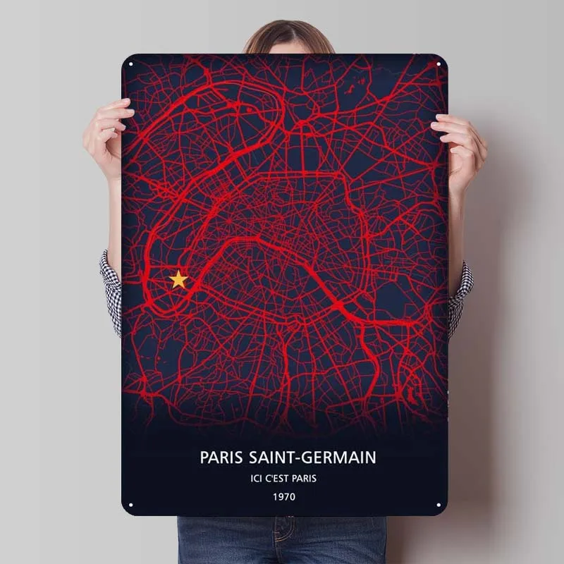 Металлический плакат Paris Saint Germain спортивная жесть вывеска украшение комнаты