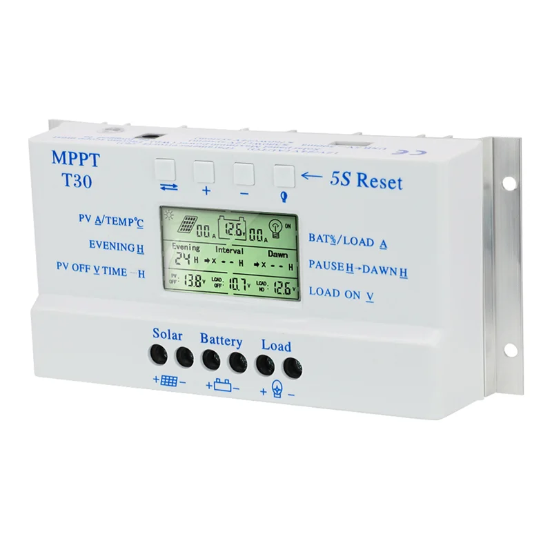 

PWM 12/24V 30A Solar Charge and Discharge Controller T30 Light Time Control