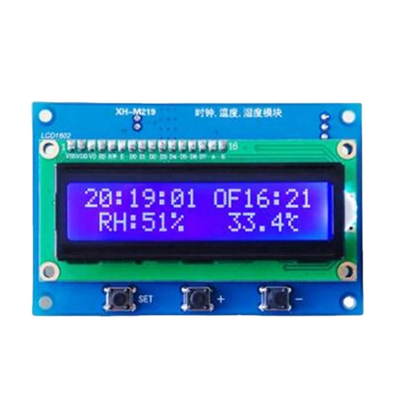

XH-M219 Clock Timing Temperature Synchronous Display Module 1602 LCD Temperature