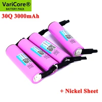 2022 100 new 30q 18650 3000mah rechargeable battery inr1865030q 3 6v discharge 20a max 35a power batteries diy nickel sheet