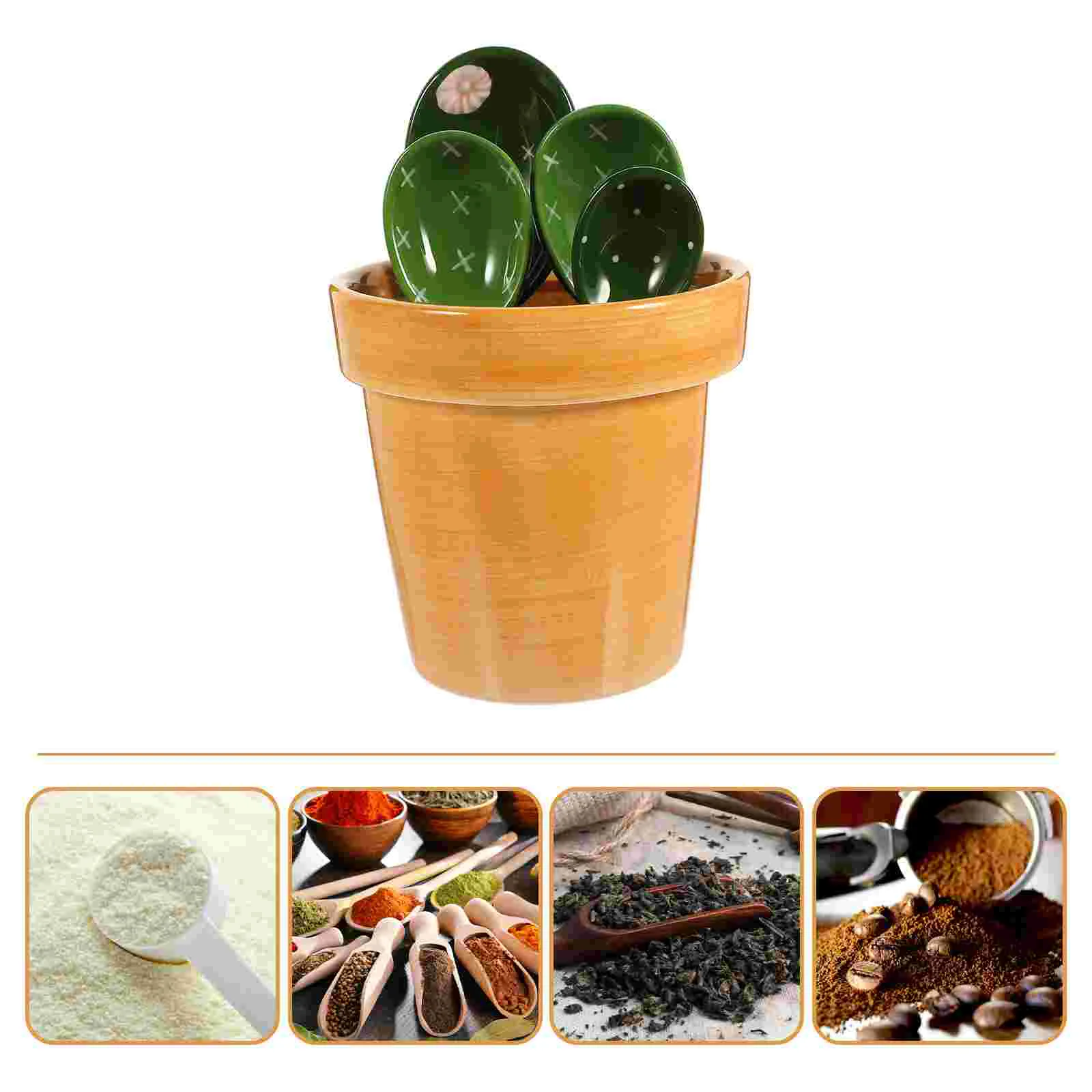 

Measuring Spoon Spoons Scoopcoffee Ceramic Kitchenbaking Sugar Cups Tablespoon Figurinesaltcactigraduated Flourset Scoops