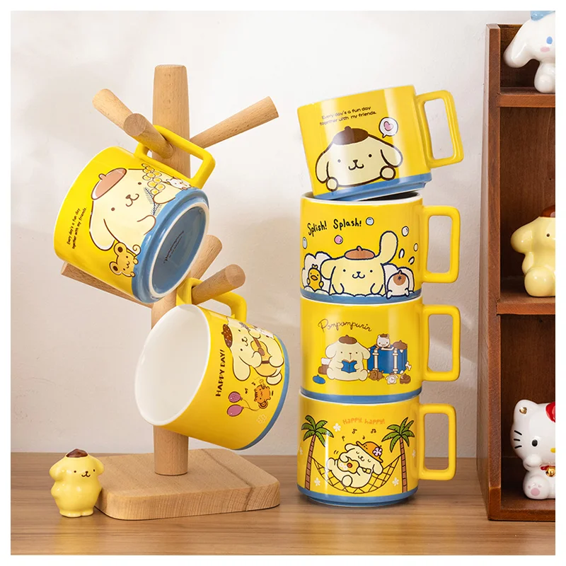 

Cute Cartoon Sanrioed Pom Pom Purin Series Ceramic Mug Kawaii 300ml Water Cup Office Coffee Cup Breakfast Milk Cups Girl Gift