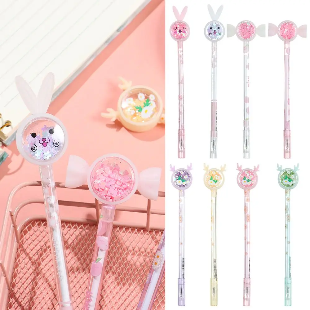 

Креативная гелевая ручка с мультяшным кроликом конфетами оленем блестками школьные канцелярские принадлежности 038 мм для детей Подарки дл...