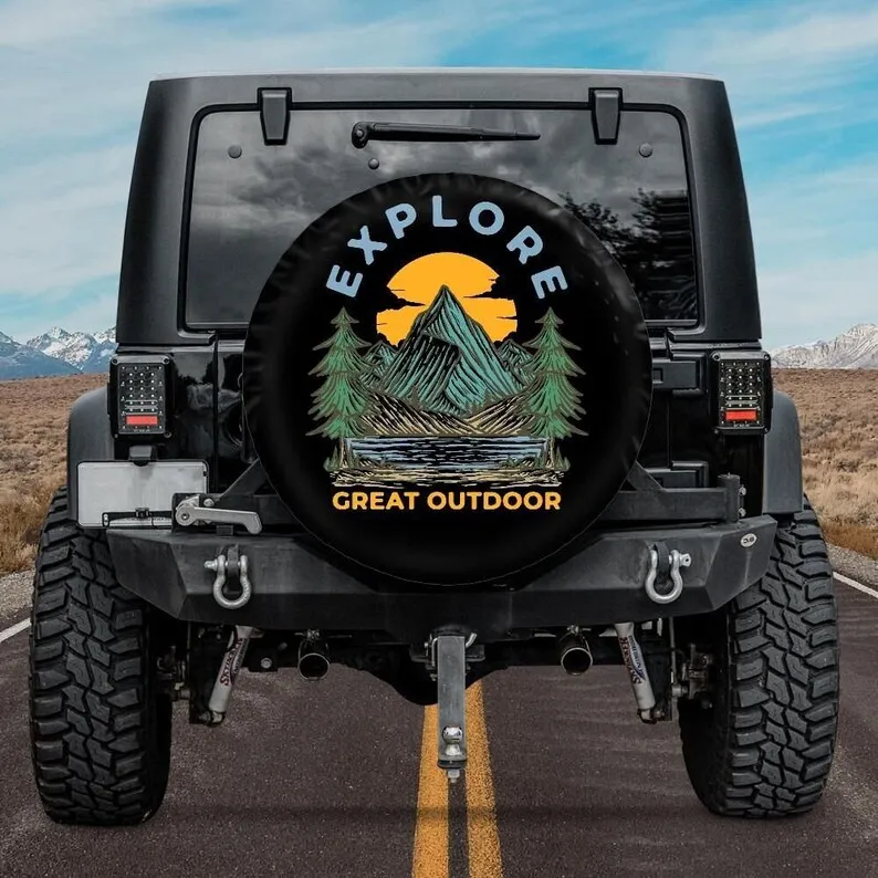 

Spare Tire Cover, Explore Great Outdoor, Camping Spare Tire Cover, Unique Car accessories for Women, Camper Spare Tire Cover