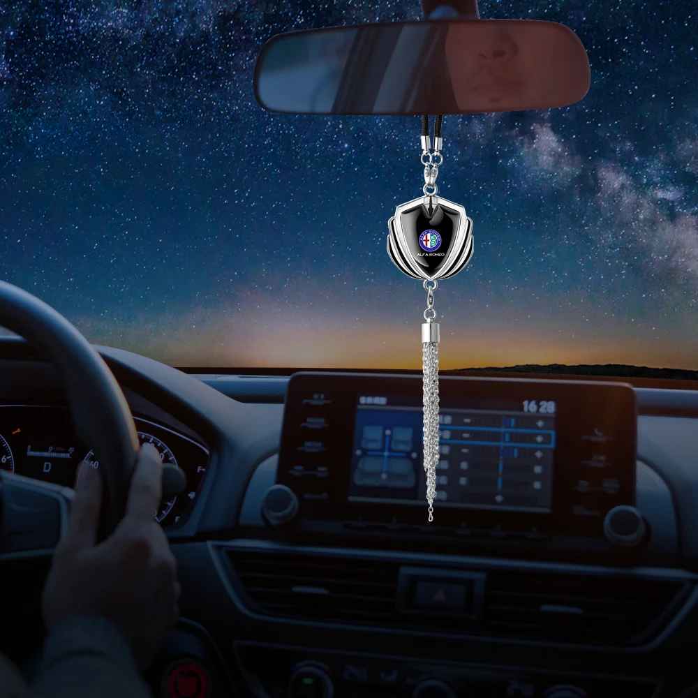 

Car Emblem Styling Rearview Mirror Hanging Ornament Decoration Pendant For Alfa Romeo Giulia Stelvio MiTo Giulietta Tonale 147
