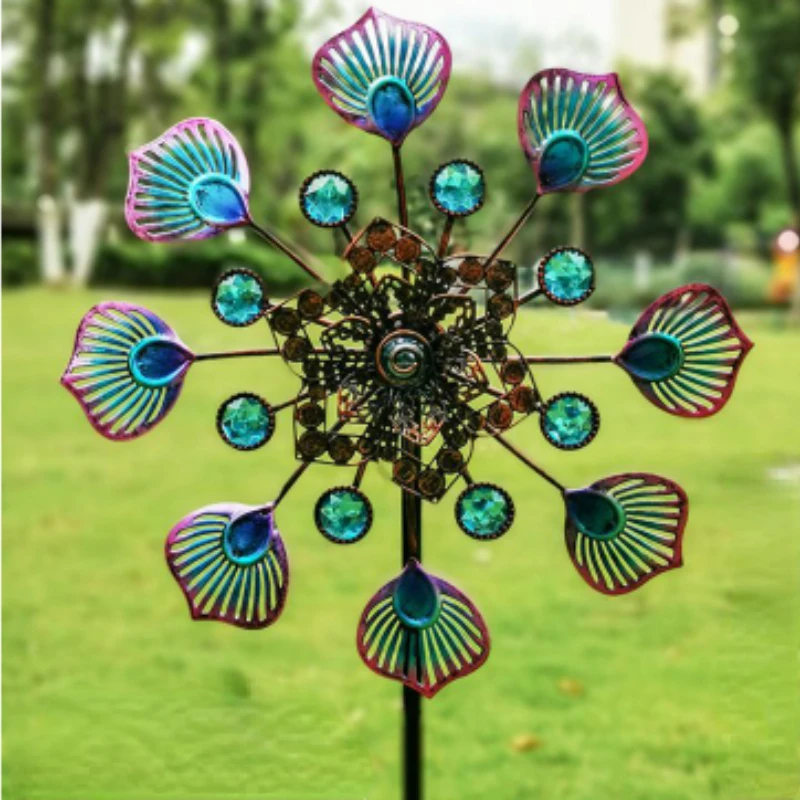 

Iron Art Luminous Windmill Garden Ground Inserted Pinwheel Outdoor Rotatory Windmill courtyard windmill garden craft ornament