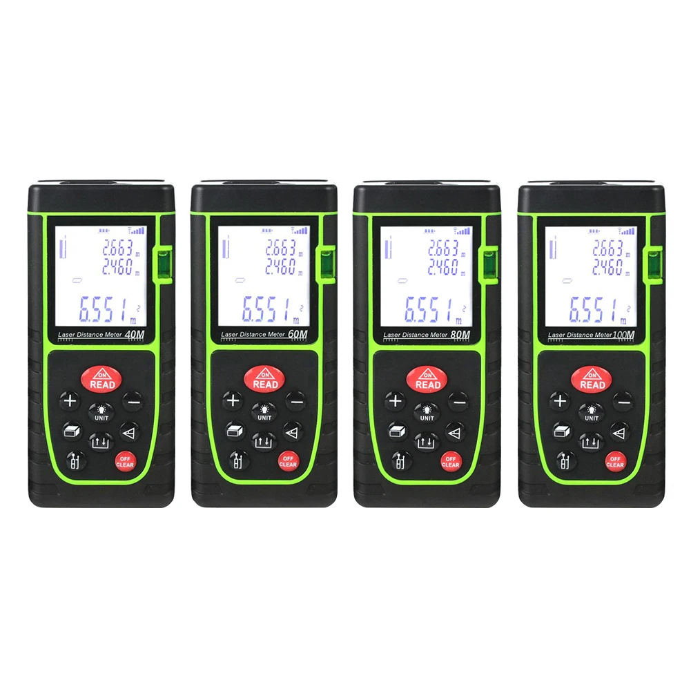 

Handheld Laser Rangefinder Distance Meter Electronic Length Volumes Area Measuring Ruler LCD Display Digital Range Finder