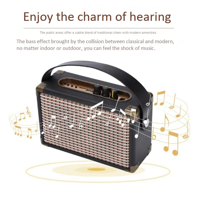 

Уличный портативный деревянный сабвуфер, Музыкальный беспроводной плеер, большая Bluetooth колонка, Ретро FM-радио, Hi-Fi стерео, U-диск, карта