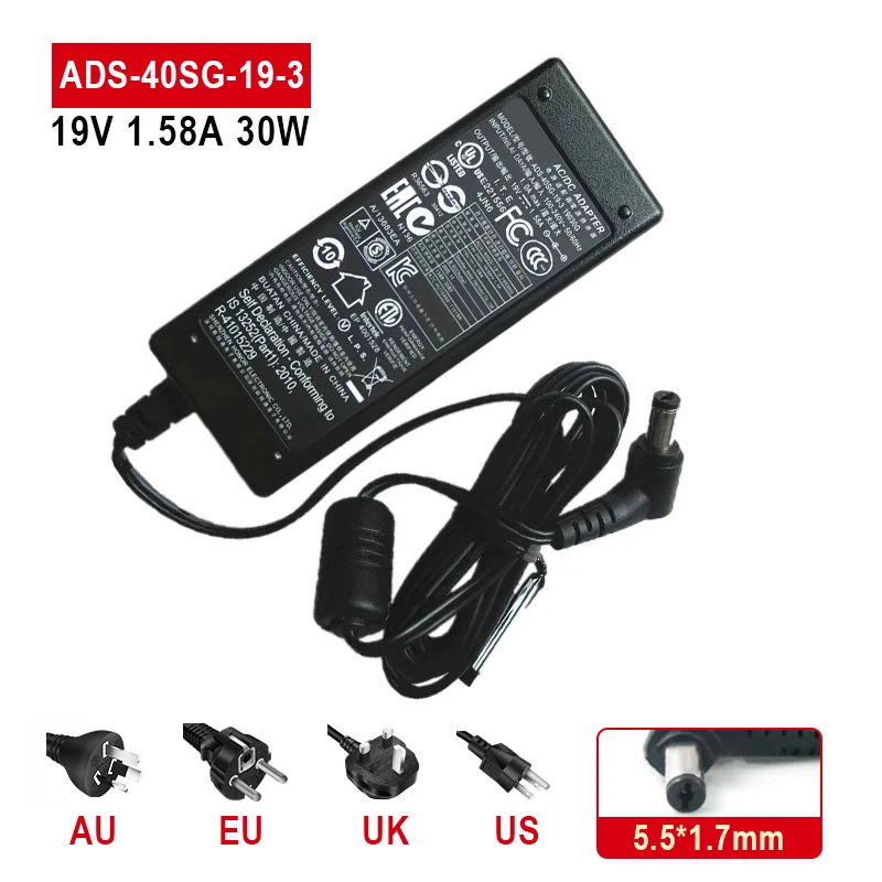 Адаптер переменного тока 19 в, а, 30 Вт для ACER S220HQL, S190WL, ADS-40SG-19-3, монитор, зарядное устройство