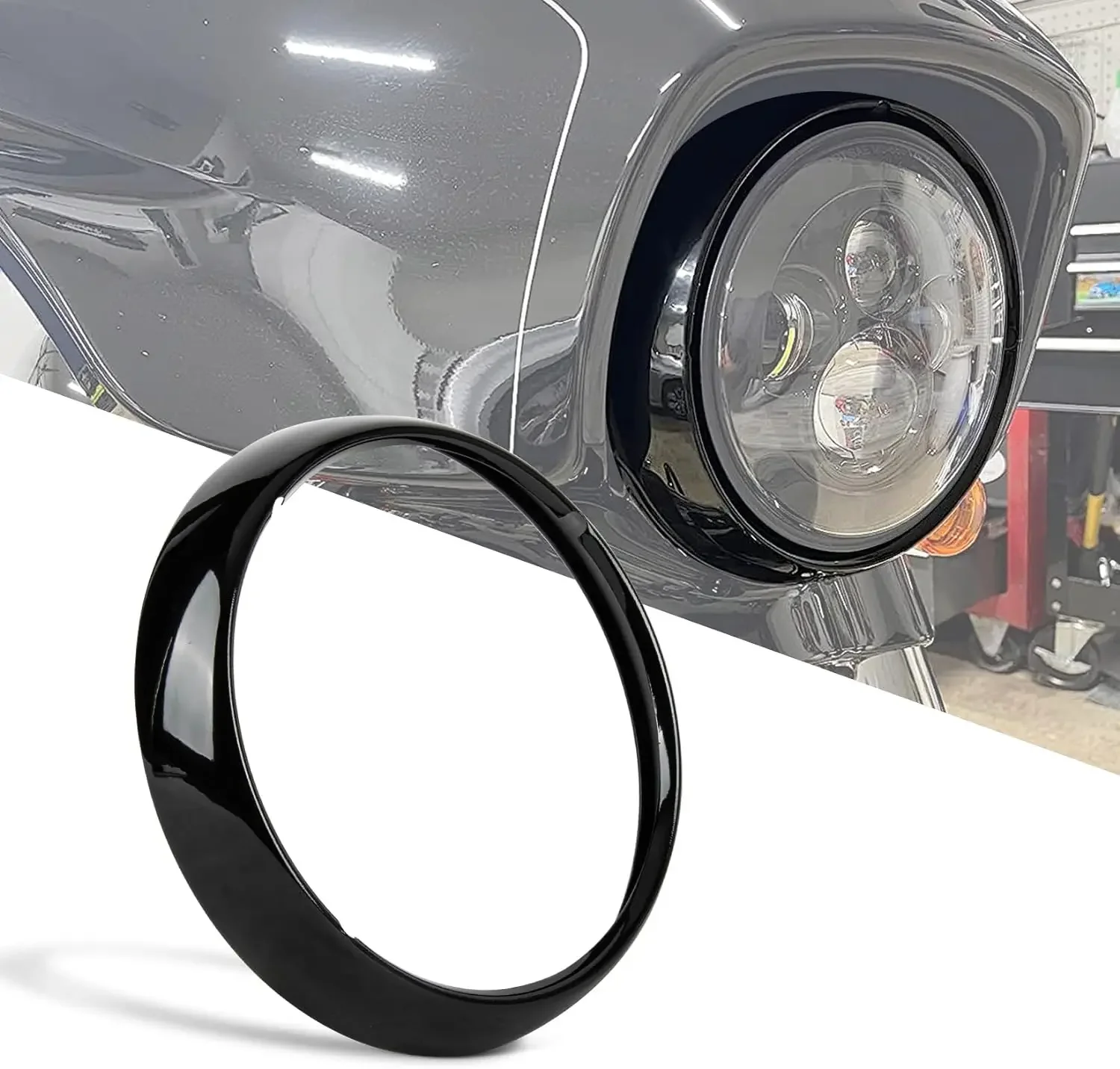 Мотоциклетная 7-дюймовая накладка на фару, кольцевая крышка, фара в сборе, подходит для Harley Touring Road King Electra Street Glide FLHT FLHR