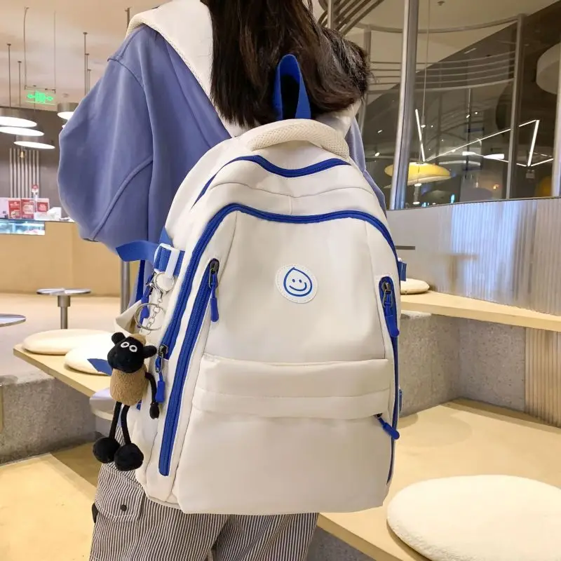 

Qyahlybz College Campus Schoolbag Female Junior High School Students Solid Color Multi-layer Computer Backpack For Girls
