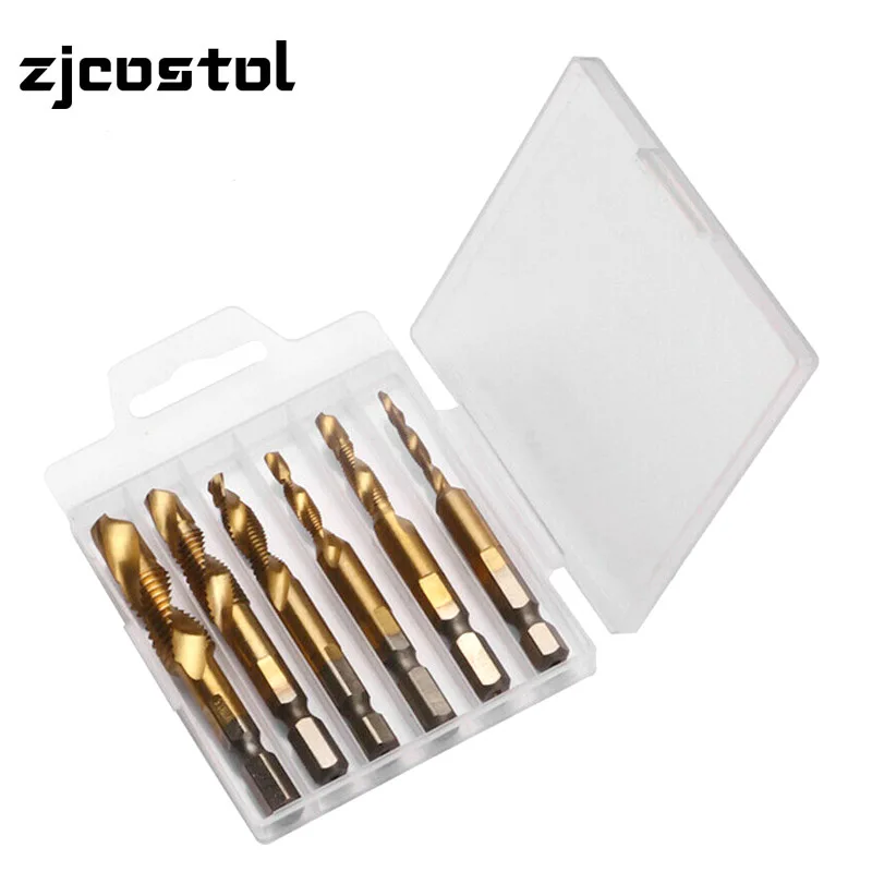 Высокоскоростное сверло из стали 4341 с шестигранным хвостовиком, ручной инструмент со встроенным нарезанием и снятием фаски для M3, M4, M5, M6, M8, M10