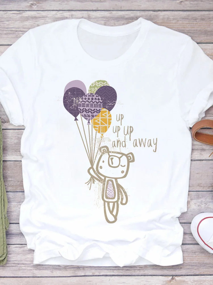 

Women Tshirt Cartoon Graphic Printed T-shirts Balloons Short Sleeves Cute Girls Tops O-neck T-shirt For Woman 2022 Summer
