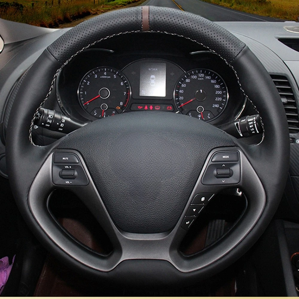 

Черный чехол на руль автомобиля из искусственной кожи для Kia K3 2013 K2 Rio 2015 2016 Ceed Cee'd 2012-2017 Forte Koup Forte5
