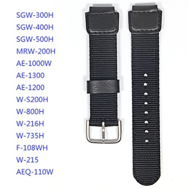Nylon strap for CASIO band for SGW-300H 400H 500H MRW-200H AE-1000W AE-1300...