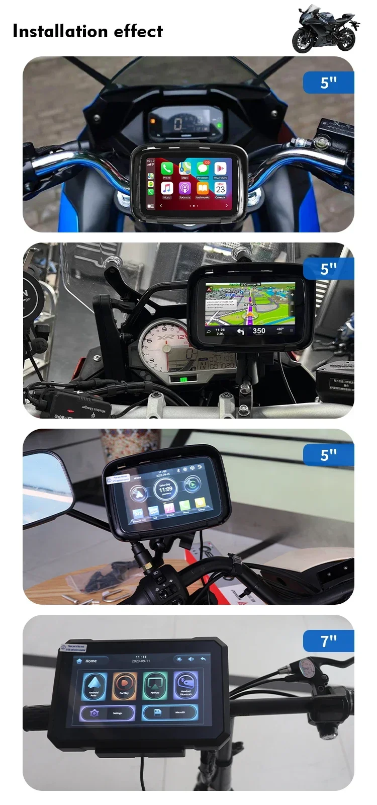 Водонепроницаемый беспроводной GPS-навигатор для мотоцикла KLYDE 5 дюймов экран CarPlay