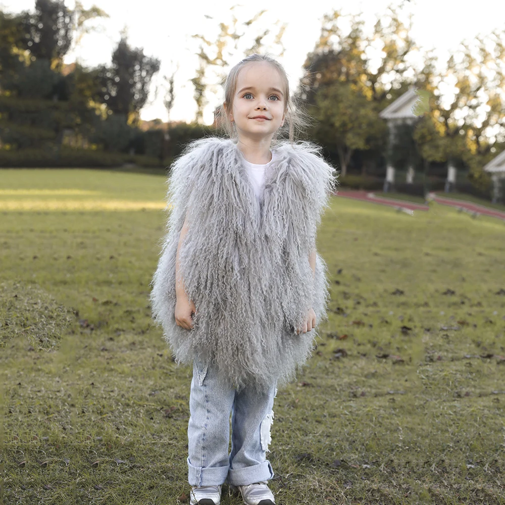 JANEFUR Монгольская овечья меховая безрукавка мода 2023 подходит для мамы и дочери без