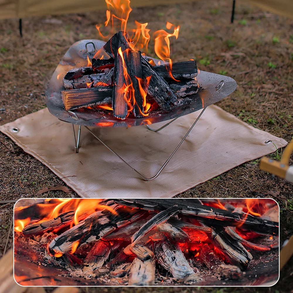 

Stainless Steel Brazier Portable Camping Picnic BBQ Charcoal Firewood Brazier Detachable Heating Furnace Outdoor Warming Tool
