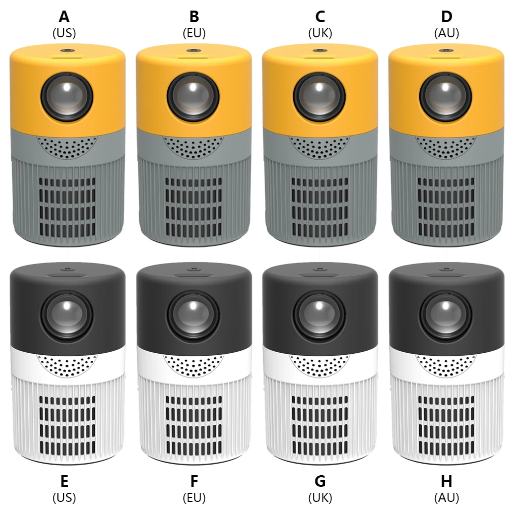 

LED Mini Projector 480x360 Resolution Bedroom Portable Remote Control Video Projection Machine Yellow Grey UK Plug