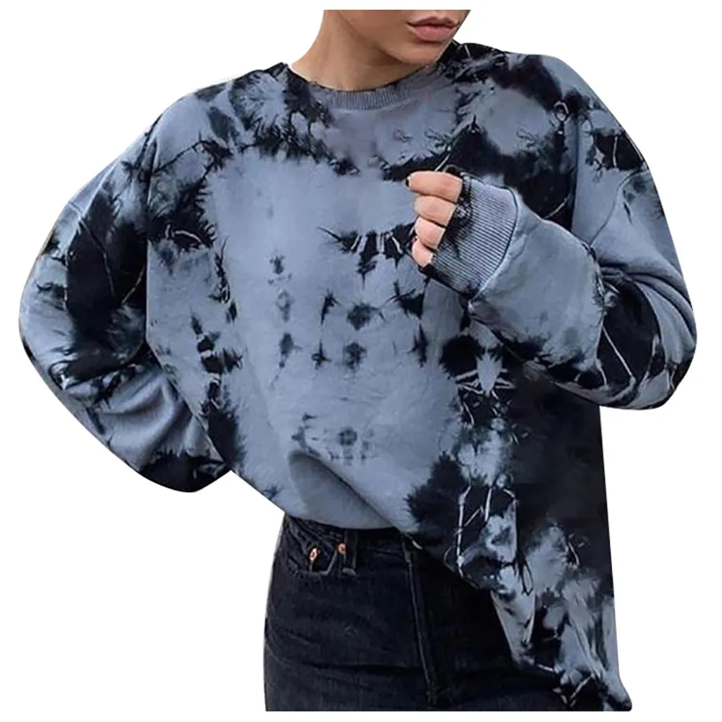 

ISHOWTIENDA Women Stripe Round Neck Sweatshirts Long Sleeve Printing Sexy Dress Shirts Mini Flare Geometric Fashion Blouse