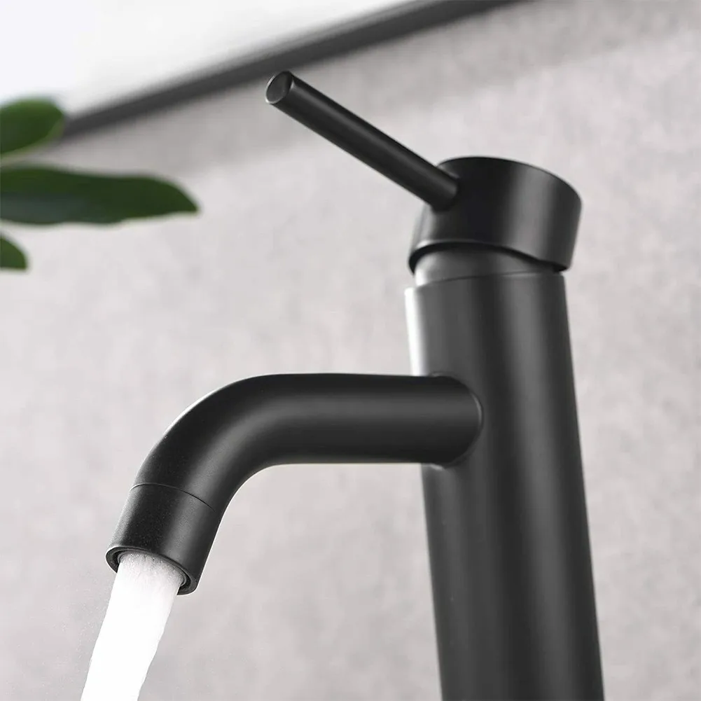 

Matte Black Bathroom Sink Faucet Modern Basin Mixer Tap Single Hole Handle Single Hole Deck Mounted Bathroom Fixture