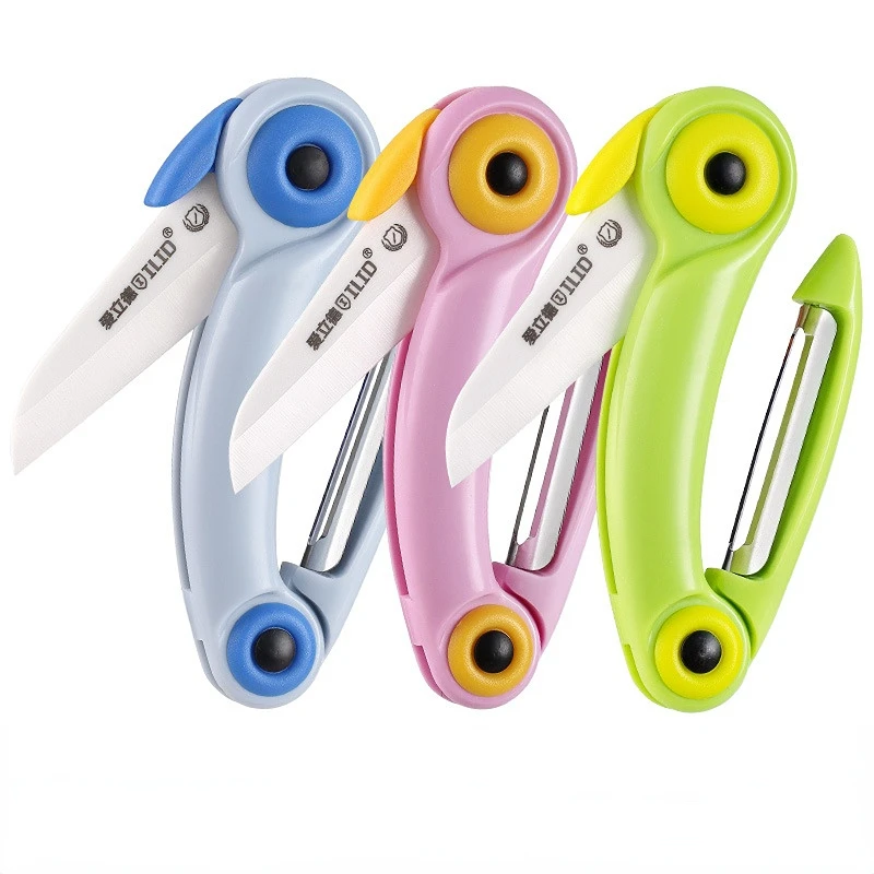 Многоцветный мультяшный складной нож для фруктов керамический бытовой