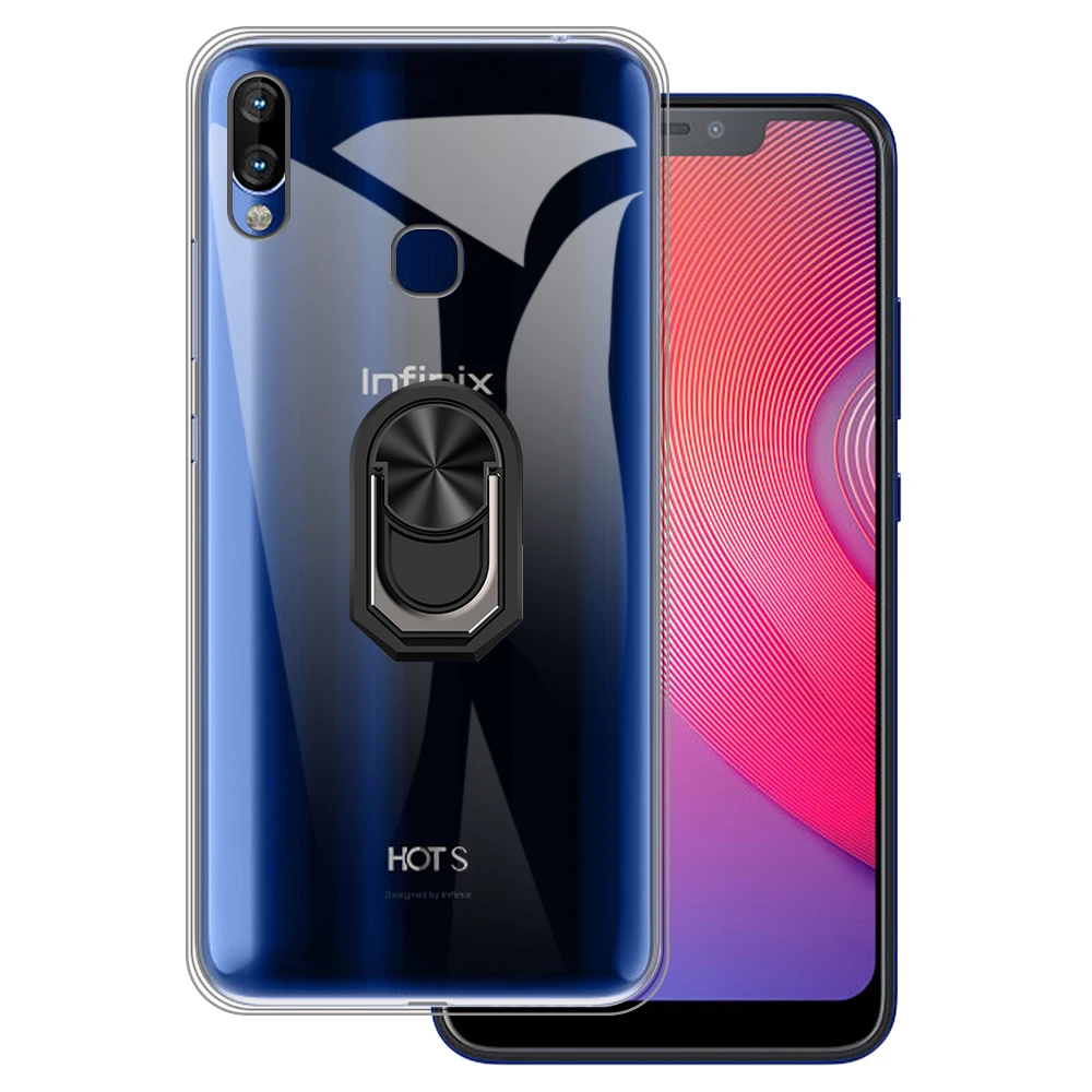 Роскошный противоударный чехол с кольцом-держателем для Infinix S3X X662, Мягкий Силиконовый ТПУ защитный чехол-держатель для Infinix Hot S3X