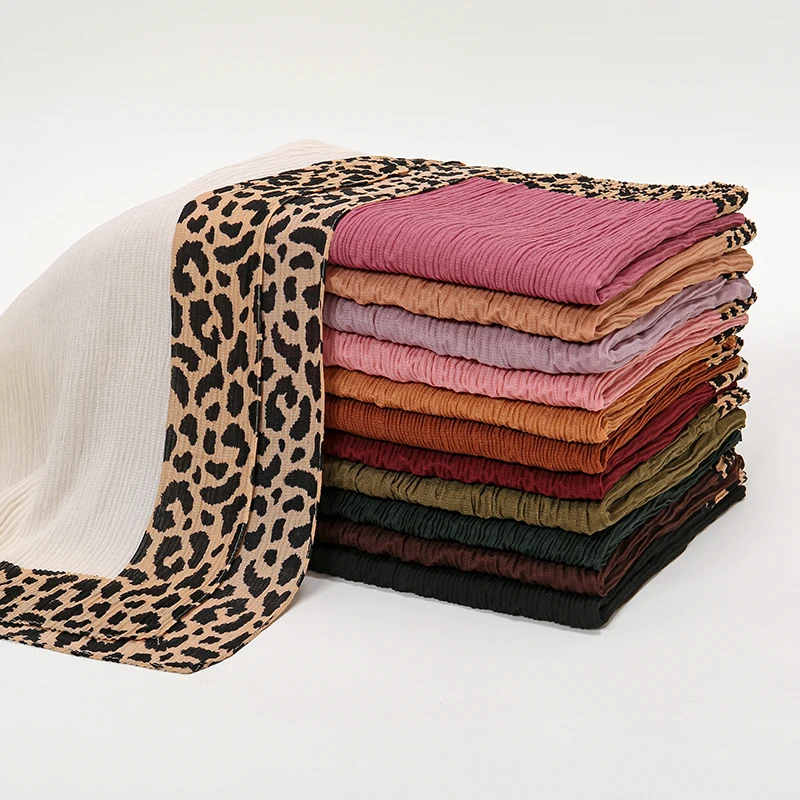 Женский яркий хиджаб с леопардовым принтом 2024 Мягкий головной платок модный Lslamic