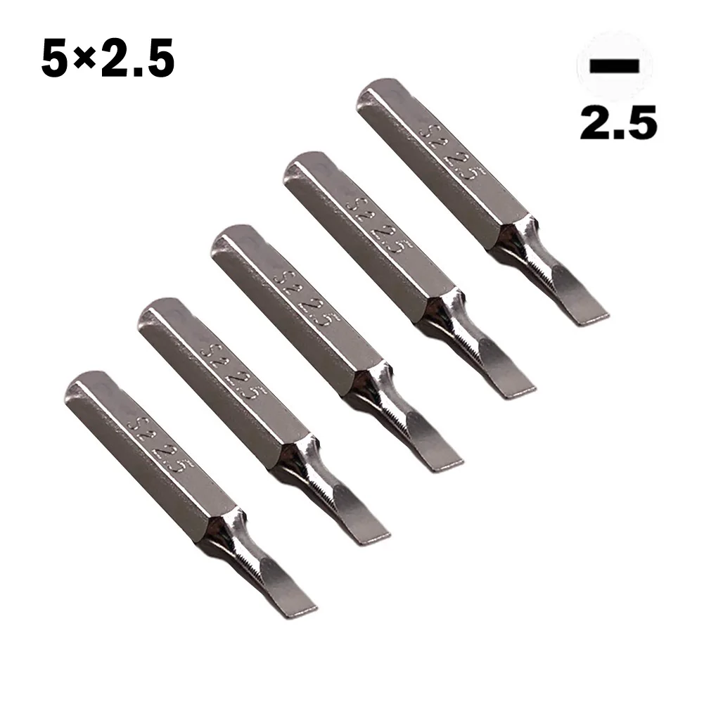 

5 Pcs Screwdriver Bit H4×28mm Small Slotted Screwdriver Bits W/ Hex Shank 1.0 1.5 2 2.5 3 3.5 4 4mm For Hand Repair Tools