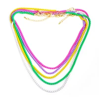 qmhje thick 3mm candy color necklace chain basic women choker link neon green yellow jewelry accessoriy bohemia fluorescent