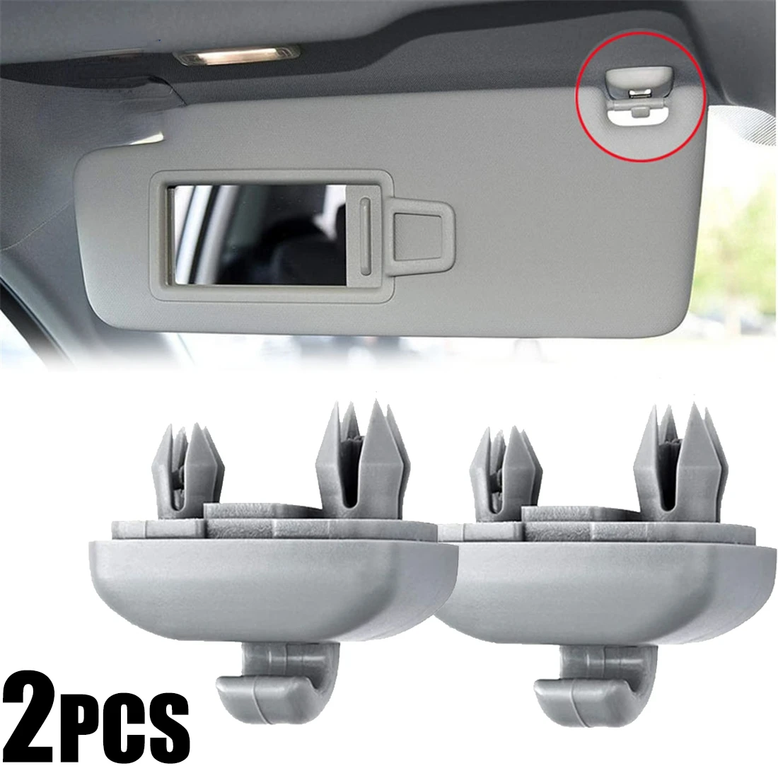 

2Pcs Car Sun Visor Clip Gray Interior Hanger Hook Clip Bracket for Audi A1 A3 S3 A4 S4 Allroad A5 S5 Q3 Q5 8U0857562A Grey