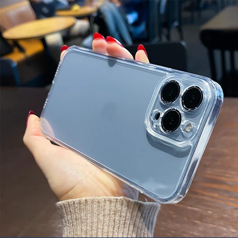 

Luxury Transparent Slim Soft Silicone Bumper Tempered Glass Phone Case For iPhone 11 12 13 Pro Max 13pro Mini Shockproof Cover