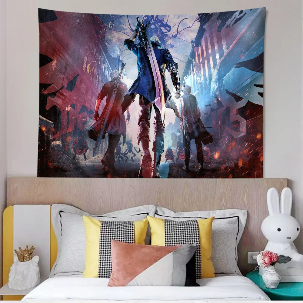 D-DevilS-May-Crys DMC DIY Wall Tapestry Hippie Flower Carpets Dorm Decor Art