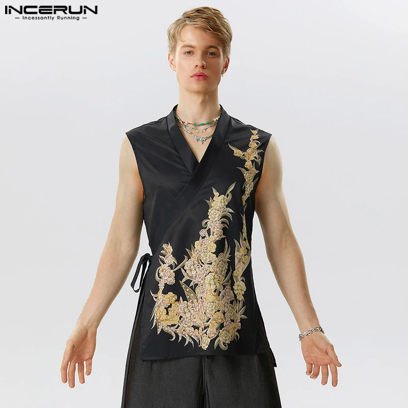 

Мужская майка с принтом, V-образным вырезом, без рукавов