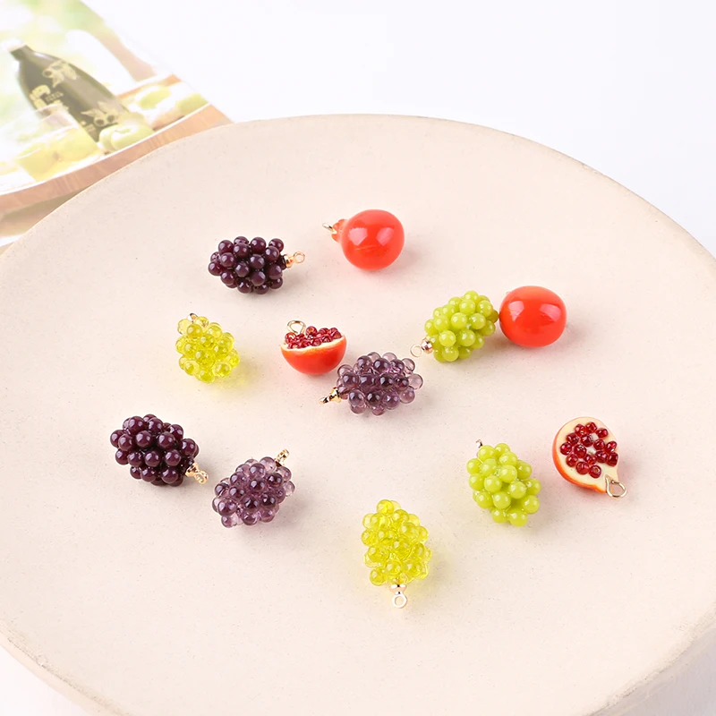 6 шт. интересные Фрукты Виноград гранат Сделай Сам Смола маленькие подвесные