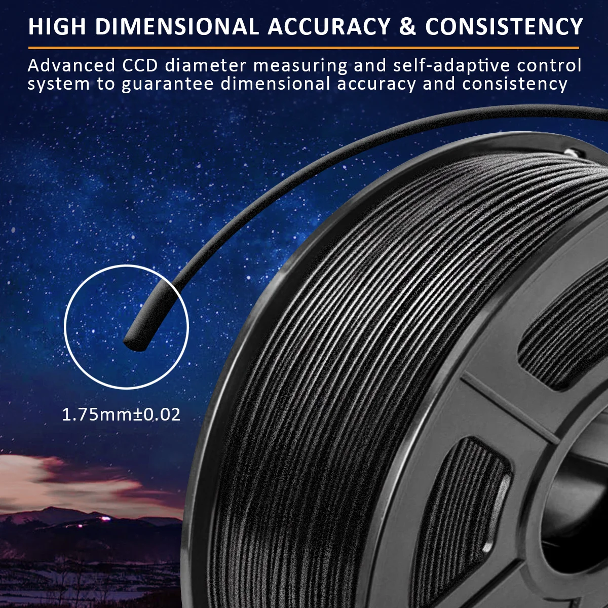 Нить для 3D-принтера SUNLU PLA из углеродного волокна ультра-высокая твердость