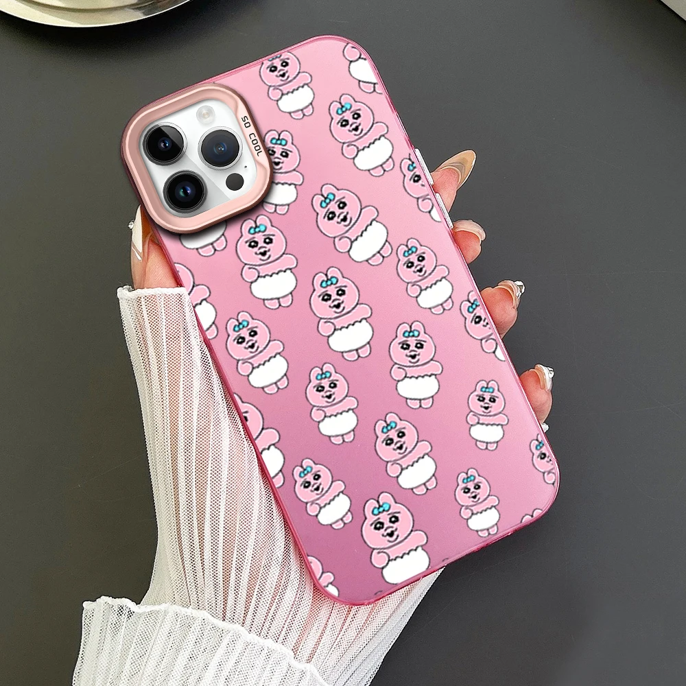 Cartoon O-Opanchu Usagi Funny Phone Case For iPhone 16 12 13 14 15 Pro Max Plus Color Electroplated Silver IMD Laser Cover