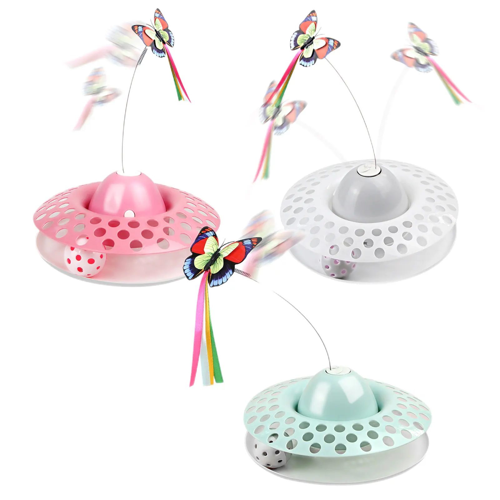 

Interactive Cat Toy Butterfly Funny Exercise Electric Flutter Rotating Kitten Toys Cat Teaser With Replacement 360 Degree