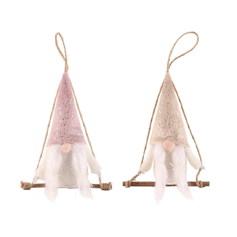 

Рождественский гном с орнаментом-качалкой, безликая кукла, подвесной кулон для елочного украшения окна, для елочных каминов,