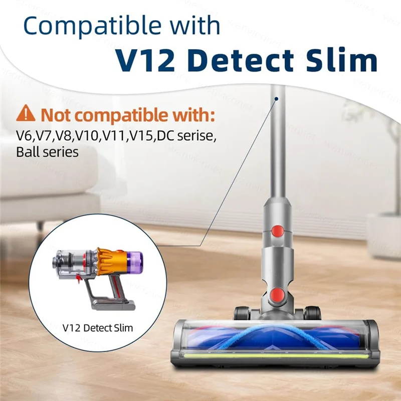 Фото A25F-V12/10 Detect Тонкая цифровая чистящая головка, замена головки Dyson с зеленым светодиодом для ковров №4
